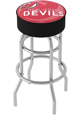 New Jersey Devils Wordmark and Logo Foam Padded Pub Stool - Red