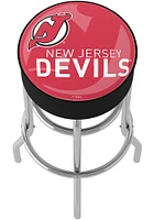 New Jersey Devils Wordmark and Logo Foam Padded Pub Stool - Red