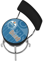 Edmonton Oilers Wordmark and Logo Padded Pub Stool - Blue