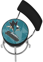 San Jose Sharks Wordmark and Logo Padded Pub Stool - Blue