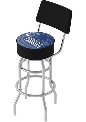 Vancouver Canucks Wordmark and Logo Padded Pub Stool - Blue