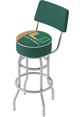 Miami Hurricanes Logo Padded Back Pub Stool - Green