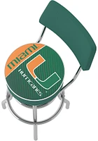 Miami Hurricanes Logo Padded Back Pub Stool - Green