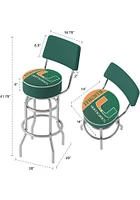 Miami Hurricanes Logo Padded Back Pub Stool - Green