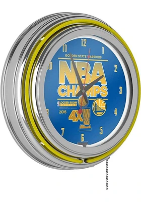 Golden State Warriors 4x Champions Retro Neon Wall Clock