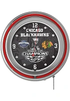 Chicago Blackhawks Stanley Cup Champs 2015 Retro Neon Wall Clock