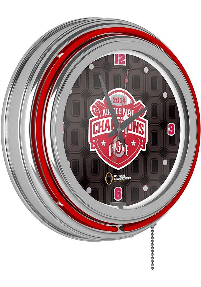 Black Ohio State Buckeyes CFP Champions 2014 Retro Neon Design Wall Clock