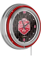 Black Ohio State Buckeyes CFP Champions 2014 Retro Neon Design Wall Clock