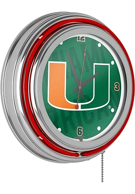 Miami Hurricanes Logo Retro Neon Wall Clock