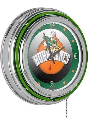 Miami Hurricanes Throwback Retro Neon Wall Clock