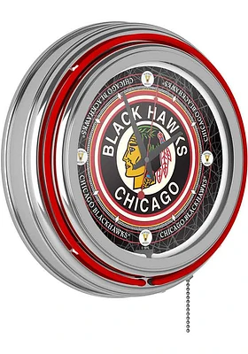 Chicago Blackhawks Throwback Retro Neon Wall Clock