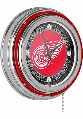 Detroit Red Wings Throwback Retro Neon Wall Clock