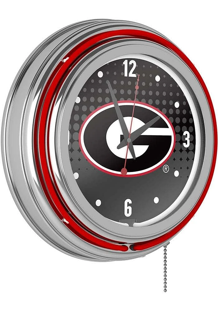 Georgia Bulldogs Reflective Retro Neon Wall Clock