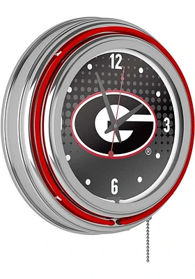 Georgia Bulldogs Reflective Retro Neon Wall Clock