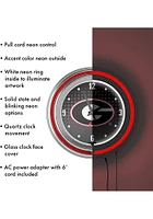 Georgia Bulldogs Reflective Retro Neon Wall Clock