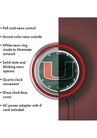 Miami Hurricanes Reflected Retro Neon Wall Clock