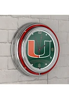 Miami Hurricanes Reflected Retro Neon Wall Clock