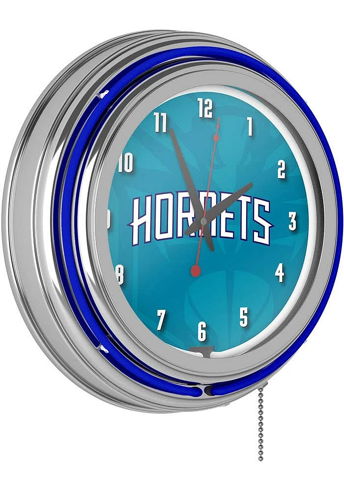 Charlotte Hornets Fade Retro Neon Wall Clock