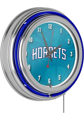 Charlotte Hornets Fade Retro Neon Wall Clock