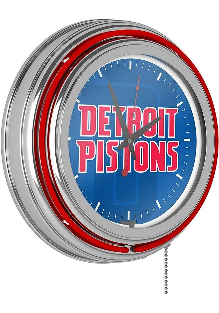 Detroit Pistons Fade Retro Neon Wall Clock