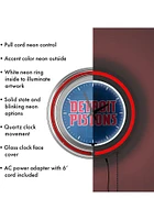 Detroit Pistons Fade Retro Neon Wall Clock