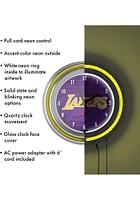 Los Angeles Lakers Retro Neon Wall Clock