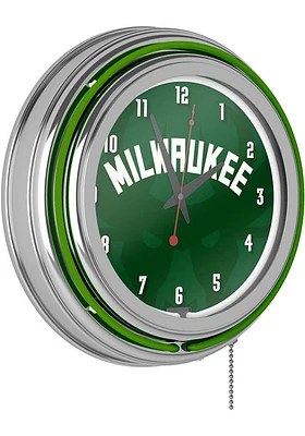Milwaukee Bucks Fade Retro Neon Wall Clock
