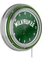 Milwaukee Bucks Fade Retro Neon Wall Clock