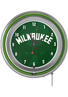 Milwaukee Bucks Fade Retro Neon Wall Clock