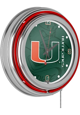 Miami Hurricanes Fade Retro Neon Wall Clock