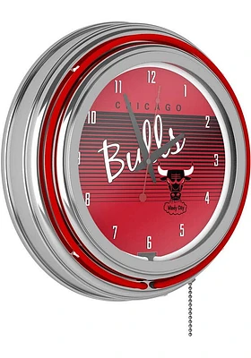 Chicago Bulls Hardwood Classic Retro Neon Wall Clock