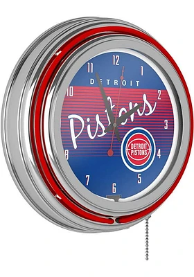 Detroit Pistons Hardwood Classic Retro Neon Wall Clock