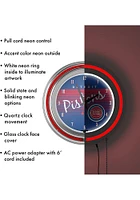 Detroit Pistons Hardwood Classic Retro Neon Wall Clock