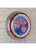 Detroit Pistons Hardwood Classic Retro Neon Wall Clock