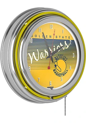 Golden State Warriors Hardwood Classic Retro Neon Wall Clock