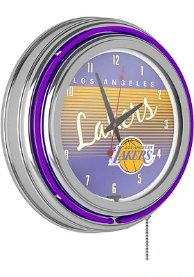 Los Angeles Lakers Hardwood Classic Retro Neon Wall Clock