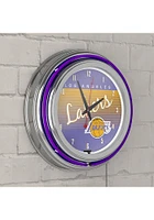 Los Angeles Lakers Hardwood Classic Retro Neon Wall Clock