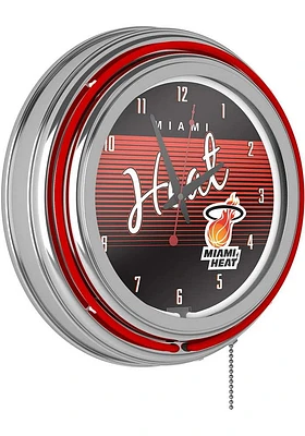 Miami Heat Hardwood Classic Retro Neon Wall Clock