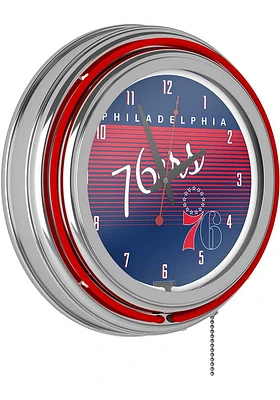 Philadelphia 76ers Hardwood Classic Retro Neon Wall Clock