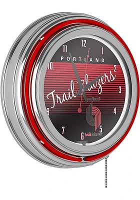Portland Trail Blazers Hardwood Classic Retro Neon Wall Clock
