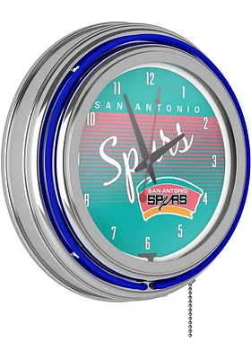 San Antonio Spurs Hardwood Classic Retro Neon Wall Clock
