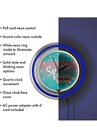 San Antonio Spurs Hardwood Classic Retro Neon Wall Clock