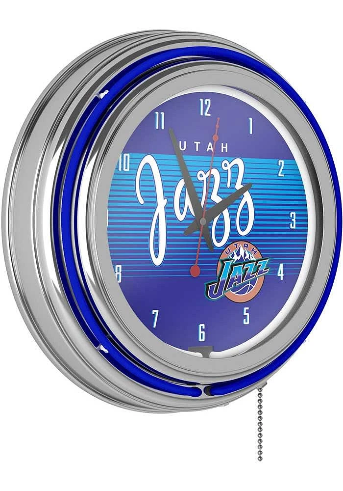 Utah Jazz Hardwood Classic Retro Neon Wall Clock