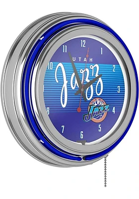 Utah Jazz Hardwood Classic Retro Neon Wall Clock