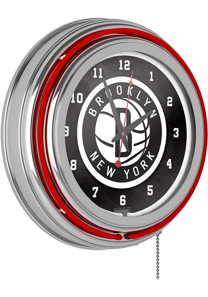 Brooklyn Nets Retro Neon Wall Clock