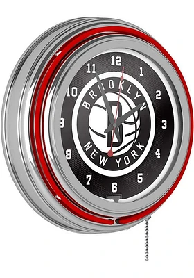Brooklyn Nets Retro Neon Wall Clock