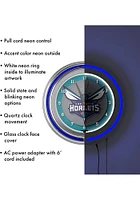 Charlotte Hornets Retro Neon Wall Clock