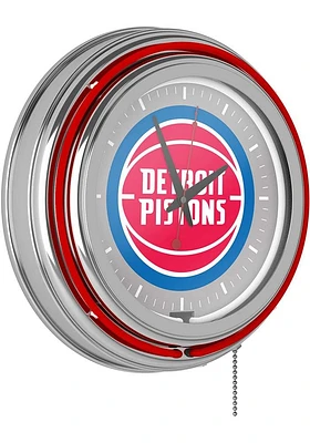 Detroit Pistons Retro Neon Wall Clock