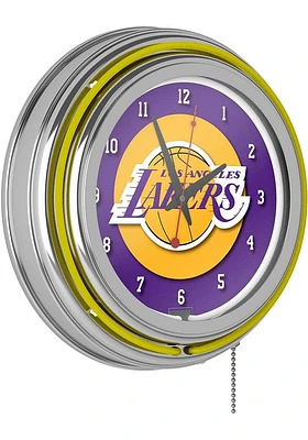 Los Angeles Lakers Logo Retro Neon Wall Clock