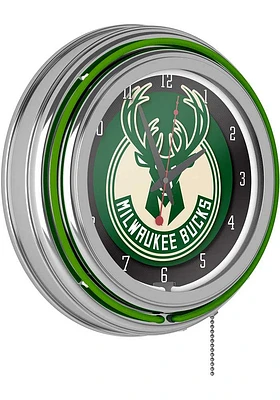 Milwaukee Bucks Retro Neon Wall Clock